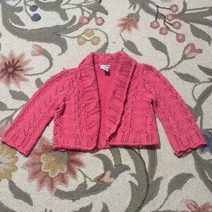 For The Republic Vintage cable knit Pink Cotton Sweater, crop, shrug, Medium